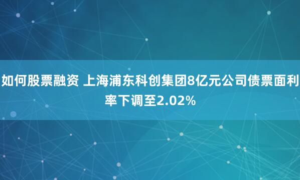 如何股票融资 上海浦东科创集团8亿元公司债票面利率下调至2.02%